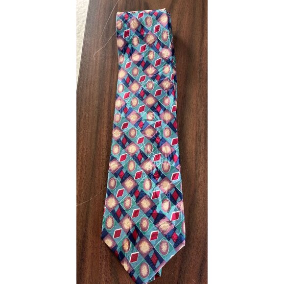Vintage Men’s 417 By Van Heusen Tie Handmade All 100% Silk Stunning Abstract Geo - Picture 1 of 5